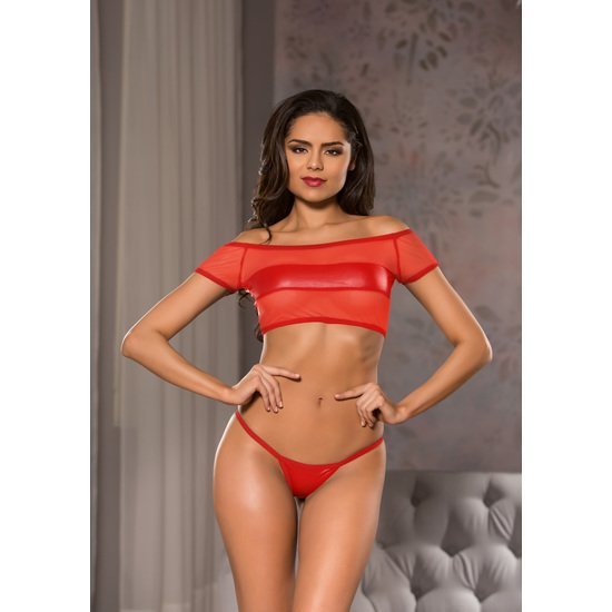 Conjunto top con tanga - rojo