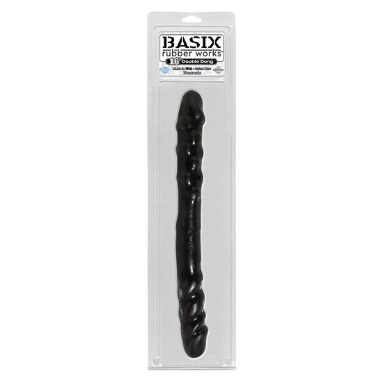 Basix pene doble de gelatina negro 37 cm