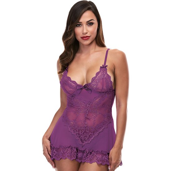 Mini lace chemise - picardias morado