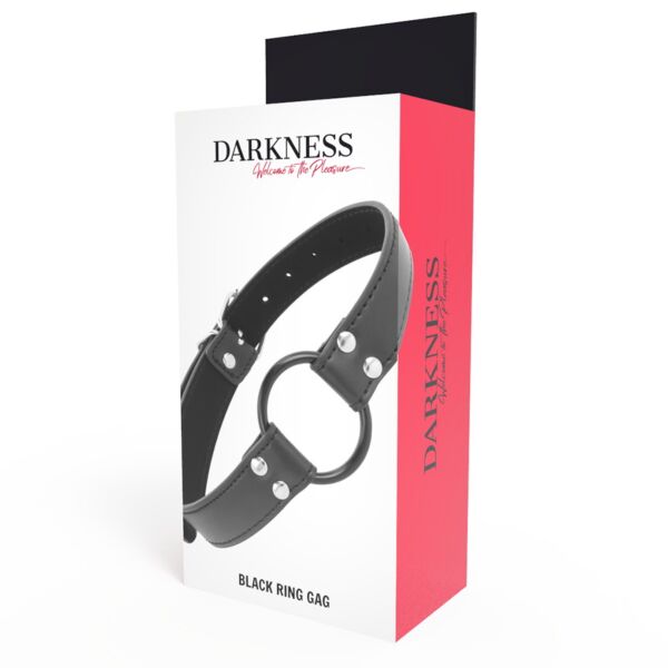 Mordaza Darkness Gag with Ring con anillo y correas de cuero