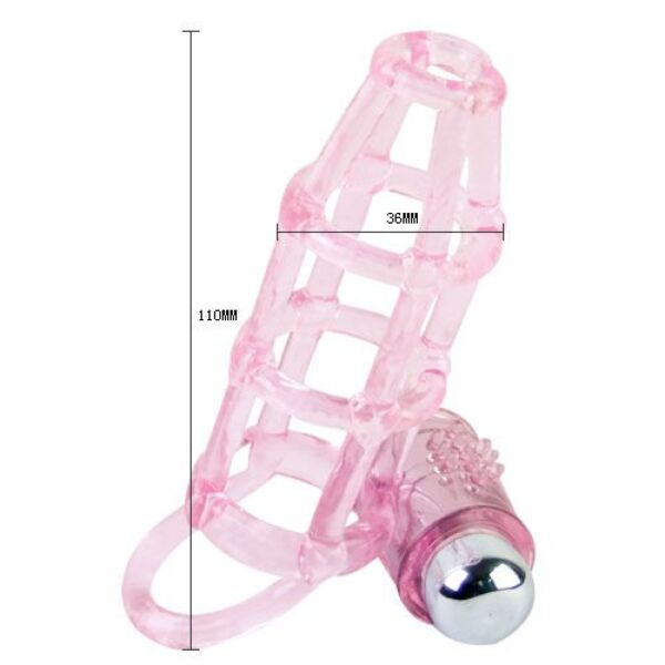 Funda vibradora para pene Baile BI-014076 con sus anillos y el vibrador para el clítoris
