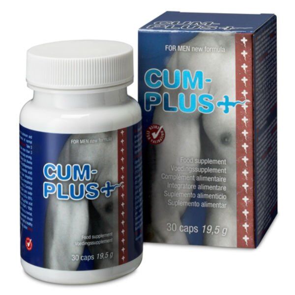 Envase del complemento alimenticio Cobeco Cum-Plus+ de 30 cápsulas