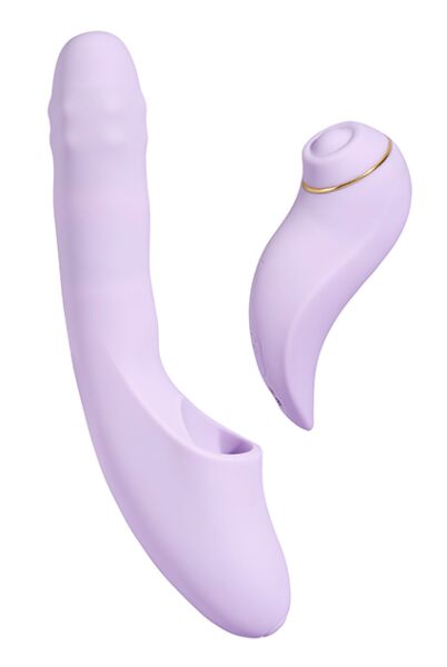 Vibrador SVAKOM DuoGlow con su estimulador de pulsación desmontable