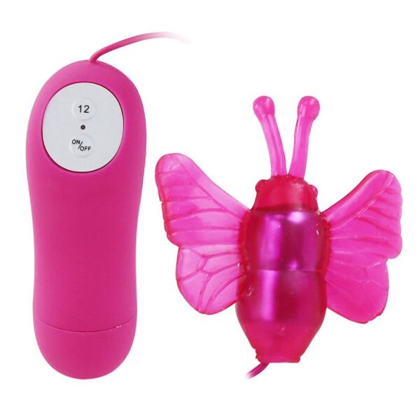 Mariposa vibradora Baile de color lila con antenas y su mando con cable