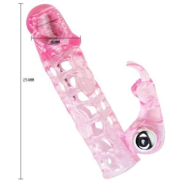 Funda vibradora para pene Baile Ultimate Sleeve Love, transparente