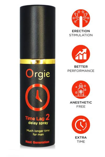 Spray retardante Orgie Time Lag 2 en su bote de aluminio de 10 ml