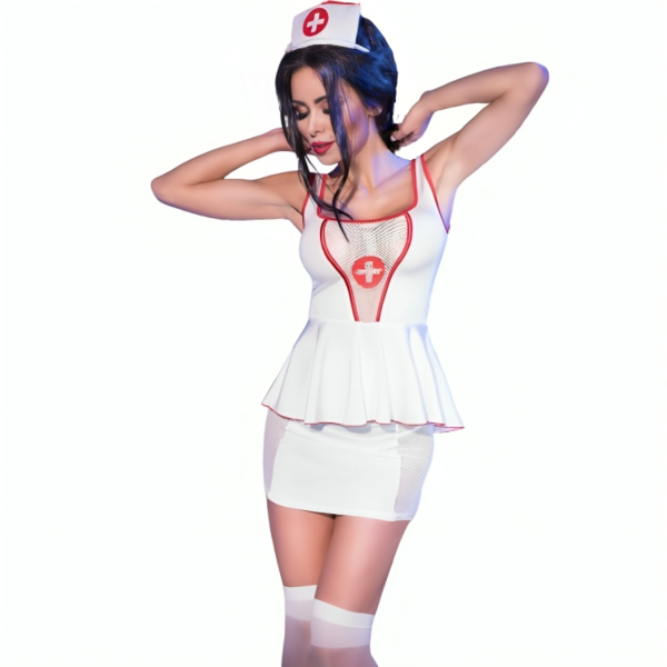 Disfraz de enfermera Chilirose CR 4160 con top, falda, diadema, tanga y medias