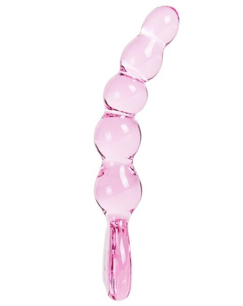 Dildo de cuentas S Pleasures Crystal Aphrodite, rosa transparente, con base en forma de corazón