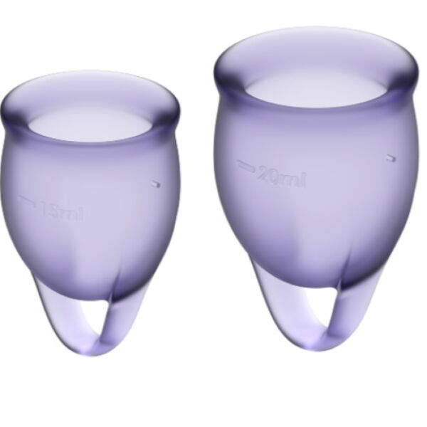 Las dos copas menstruales Satisfyer Feel Confident, de 15 y 20 ml