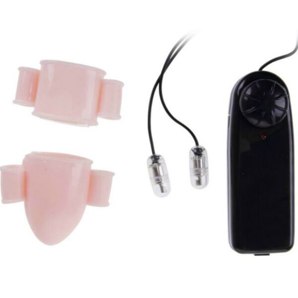 Fundas vibradoras para el pene Baile Alfred, de color natural, con sus dos balas y mando
