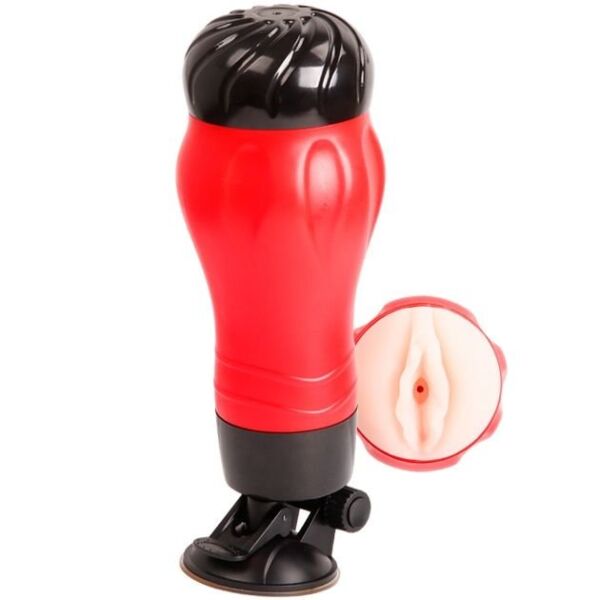 Masturbador Crazy Bull BM-00900T47Z con su base de ventosa
