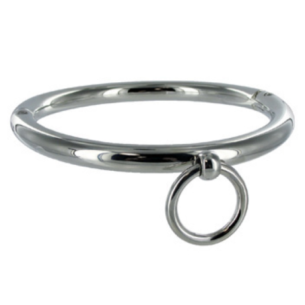 Collar BDSM Metal Hard de metal cromado con anilla en O