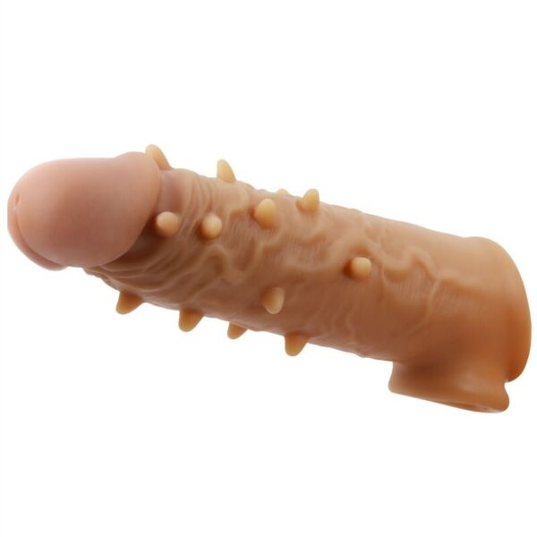 Funda de pene Pretty Love Osborn de aspecto realista, con relieves y aro testicular