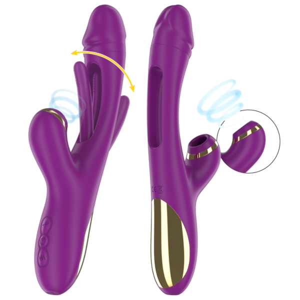 Succionador Intense Ateneo de color morado con revestimiento dorado y lengua oscilante