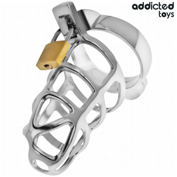 Jaula de castidad Addicted Toys Silver Lock con su anillo para el pubis, el cerrojo y las llaves