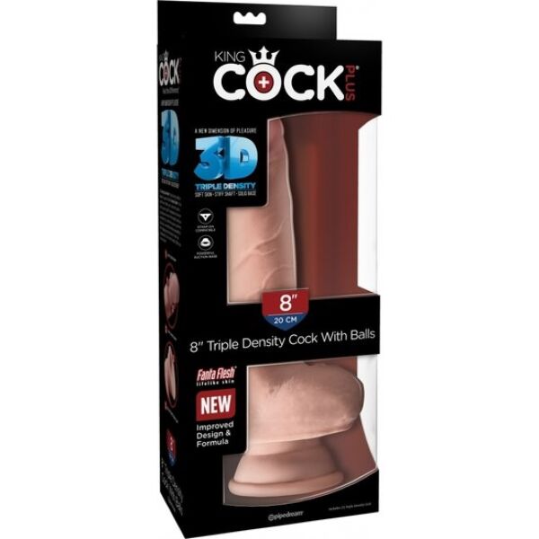 Dildo realista King Cock Plus Triple Density de Pipedream, con ventosa en la base