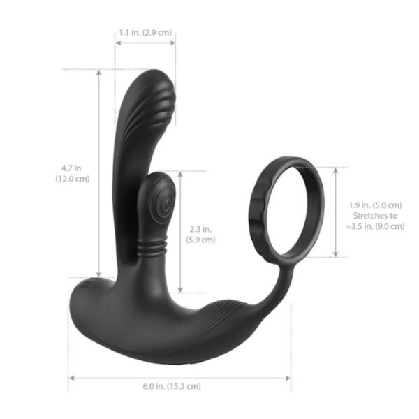 Estimulador Pipedream Ass-Gasm IntiMotion con cabezal para la próstata, plug anal texturizado y almohadilla perineal
