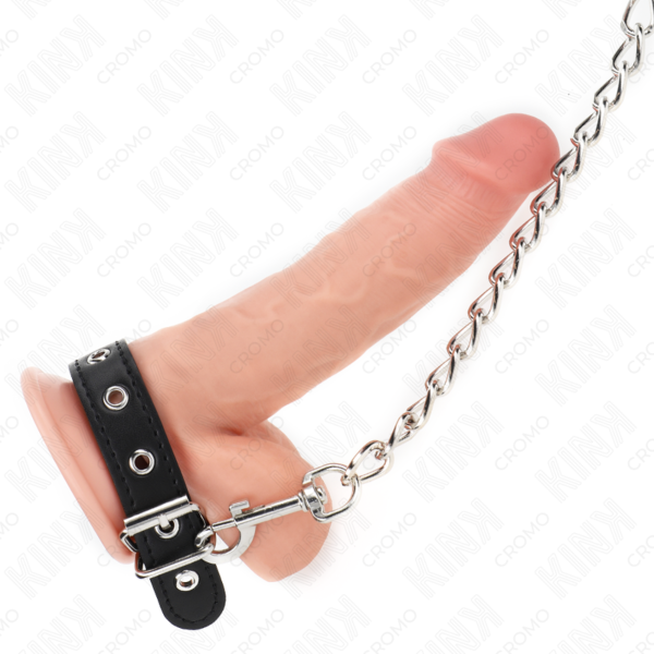 Anillo para el pene Kink Ring Power con correa ajustable y cadena metálica