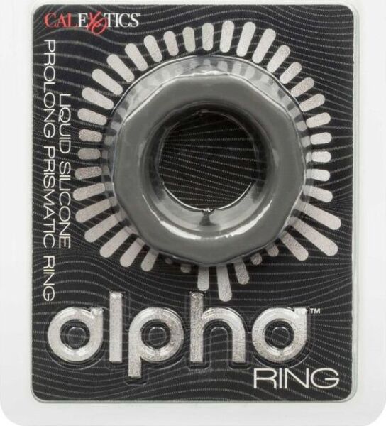 Anillo para el pene CalExotics Alpha Prolong Prismatic Ring, de silicona gris