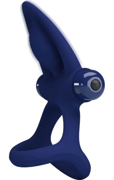 Anillo vibrador Pretty Love BI-210306-3 azul, con su estimulador de cerdas