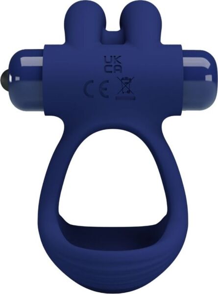 Anillo vibrador doble Pretty Love BI-210320 de silicona azul