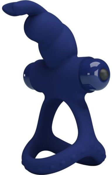 Anillo vibrador Pretty Love BI-210321 en azul, con sus dos anillos