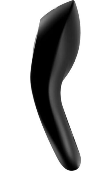 Anillo vibrador Satisfyer Legendary Duo negro, con sus dos aros y el estimulador delantero