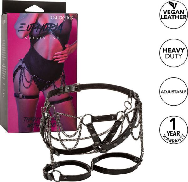 Arnés de muslo CalExotics Euphoria con cadenas de metal