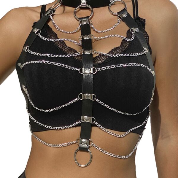 Arnés de pecho Subblime con cadenas, en negro