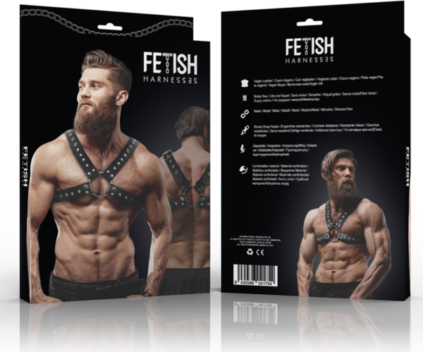 Arnés de pecho cruzado Fetish Submissive Attitude de cuero vegano, con correas cruzadas sobre el torso