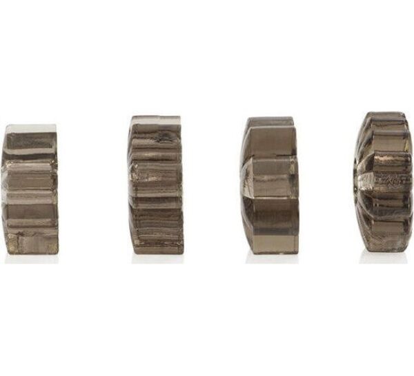 Set de anillos para el pene CalExotics Basic Essentials Smoke en cuatro formas diferentes y color humo