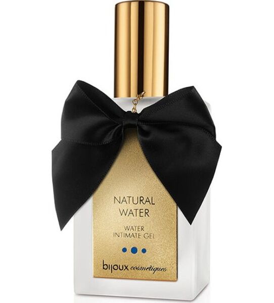 Lubricante Bijoux Indiscrets Natural 70 ml, frasco de cristal con dosificador y tapa dorada