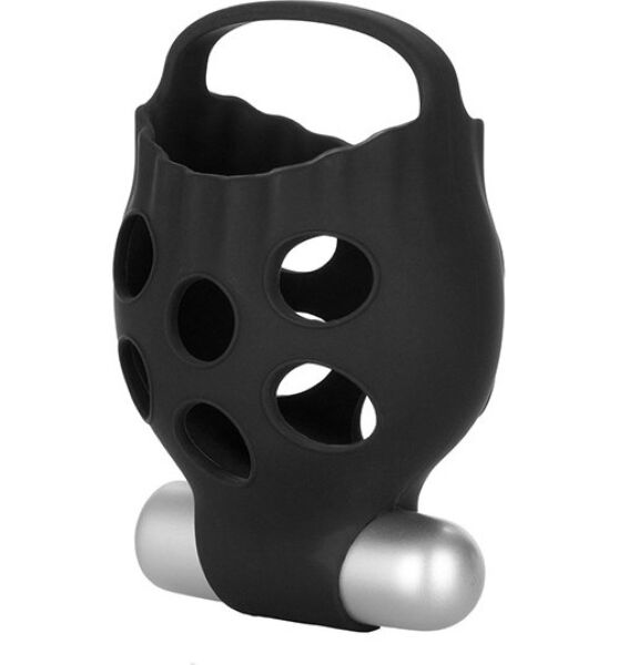 Soporte escrotal Calexotics Dr. Joel en color negro, con su bala vibradora