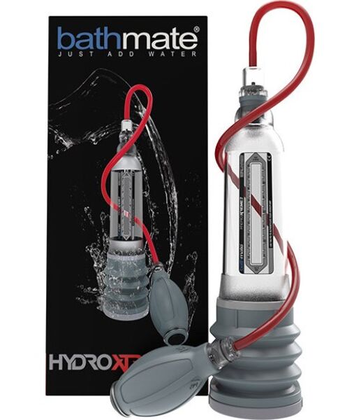 Bomba de pene Bathmate Hydroxtreme 7 transparente, con su pera de mano