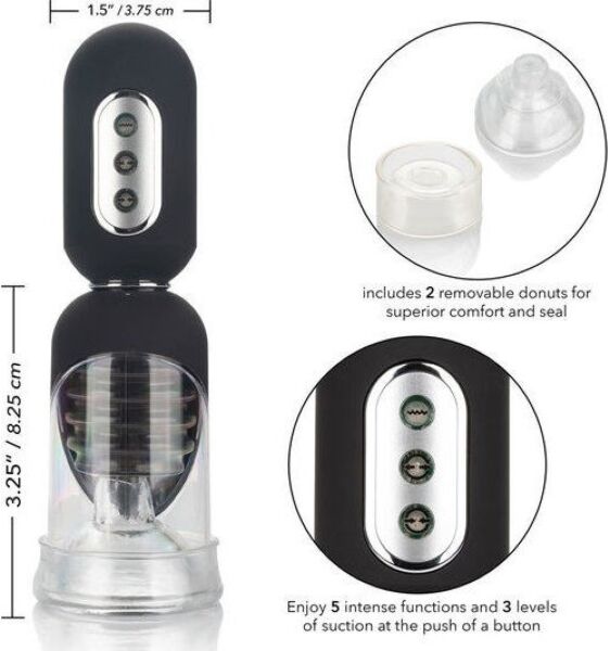 Bomba de pene CalExotics Get Hard Head Pump Set con cilindro y anillos intercambiables