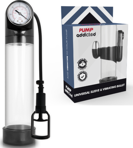 Bomba de erección Pump Addicted RX9 con vibrador y calibrador