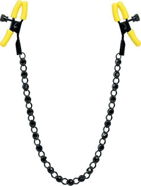 Pinzas para pezones CalExotics Boundless Nipple Teasers, negras, con cadena y cristales