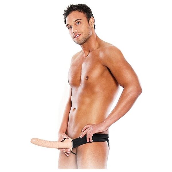 Arnés con dildo hueco Fetish Fantasy Series 25,4 cm en color chocolate