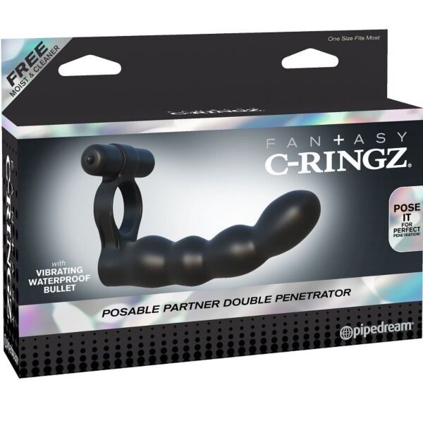 Anillo de pene Fantasy C-Ringz Doble Penetración de Pipedream, con su estimulador flexible