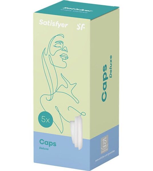 Capuchones de silicona blancos Satisfyer Deluxe Climax Tips, pack de 5