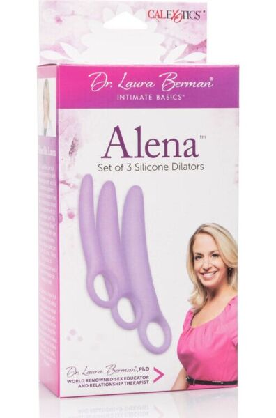 Set de tres dilatadores Calexotics Alena de silicona morada, de menor a mayor tamaño