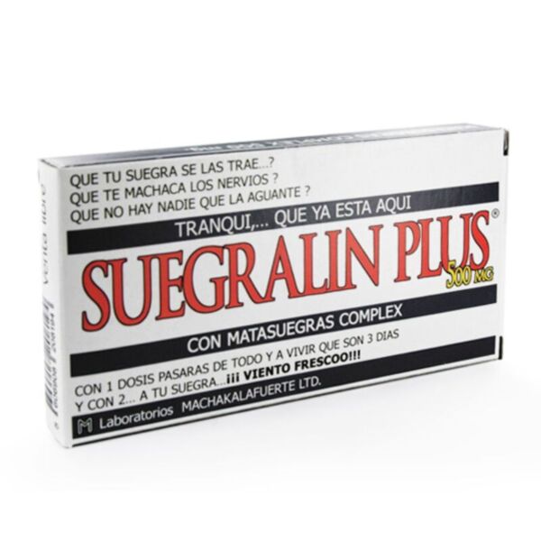 Caja de caramelos de broma Diablo Picante Suegralin Plus, con aspecto de caja de medicamentos