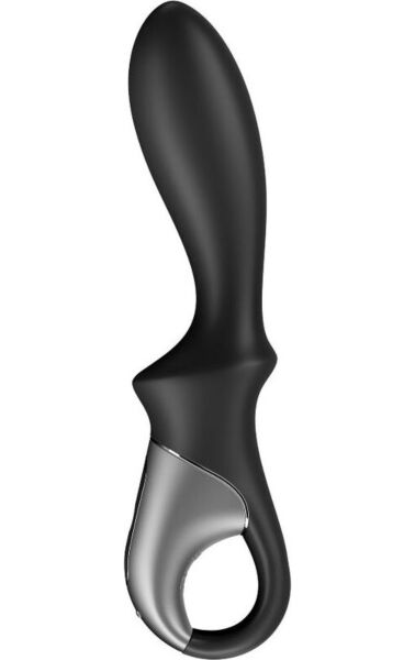 Vibrador anal Satisfyer Heat Climax Connect App en negro, con su mango y anillo de retención
