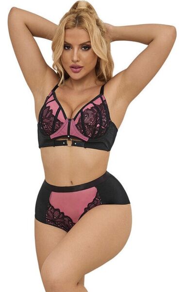 Conjunto de lencería de encaje y malla con sujetador push-up de Subblime