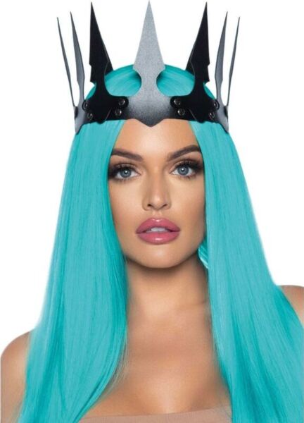Corona de disfraz Leg Avenue Spiked Crown negra, de polipiel con pinchos