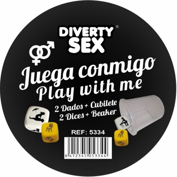 Juego de dados eróticos Diablo Picante Juega conmigo, con dos dados y cubilete transparente