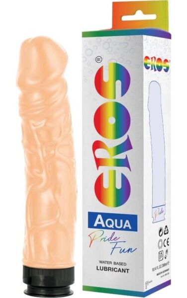 Dildo realístico rígido Eros Aquaglide con 300 ml de lubricante base agua en su interior