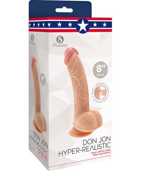 Dildo realista S Pleasures Don Jon 20 cm, color vainilla con glande rosado
