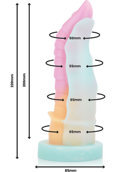 Dildo Epic Kelpie de silicona líquida, con forma inspirada en un caballo mitológico y base con ventosa