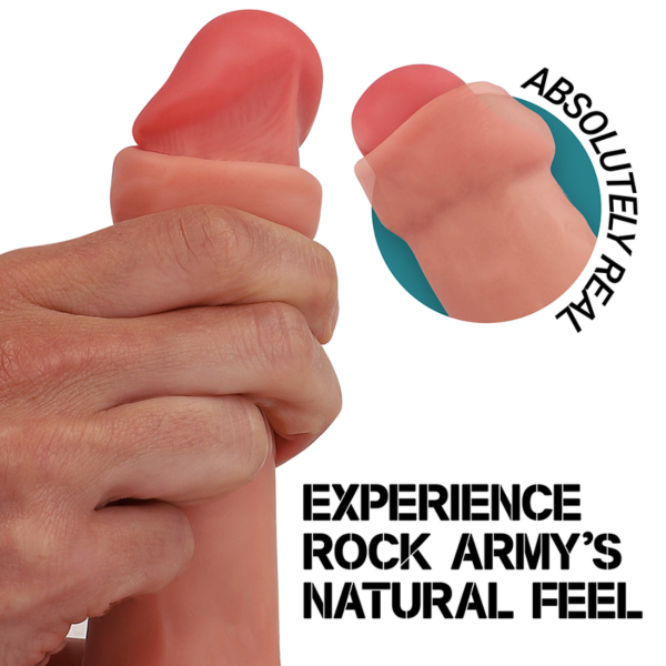 Dildo realista Rock Army Raptor de tono natural con base de ventosa